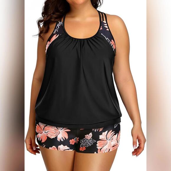 holipick Other - NWT Holipick 2 Piece Tankini Racerback Blouson with Shorts Swimsuit, 18W